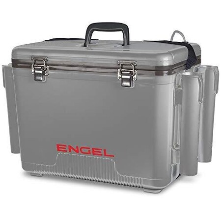 Engel Live Bait Cooler 30 Qt WRod Holders, 2X2 Aerator Pump, Air Tube, Air Stone, Dc Cord, Strap Net ENGLBC30-RH-G